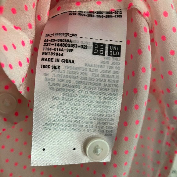 Uniqlo Pindot Colourblock 100% silk blouse Sz XS - Picture 6 of 9